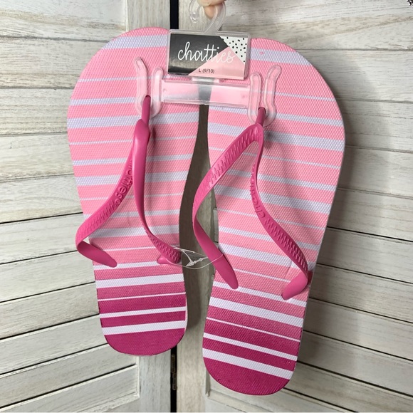 Chatties Flip Flops Sandals Pink Ombré Stripes New 9/10 - Picture 1 of 5